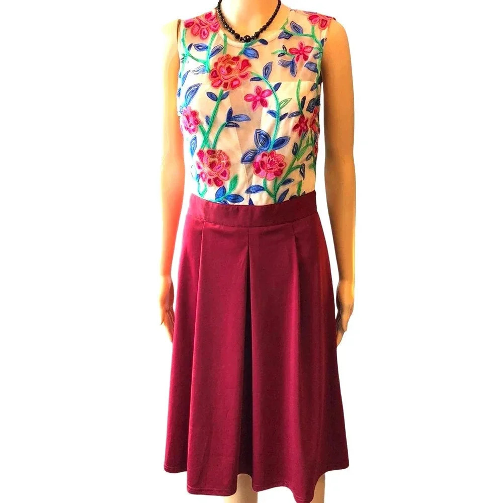 VTG Y2K Acevog Floral Lace Sleeveless Women Dress Size S